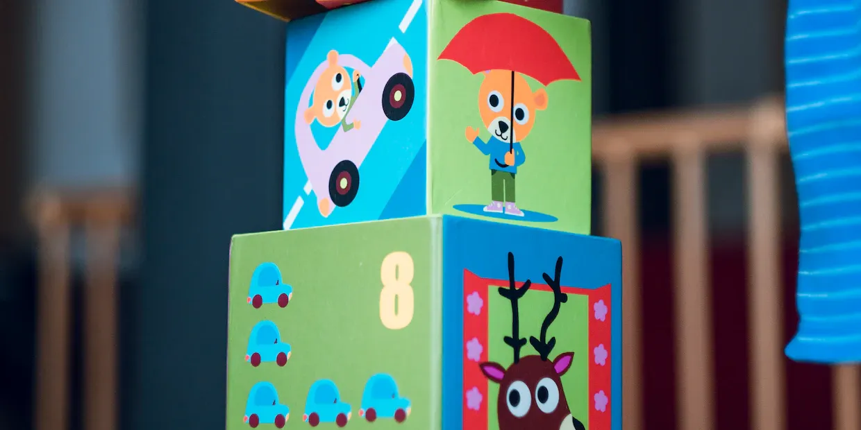 Assortment of high-contrast and sensory developmental toys for babies